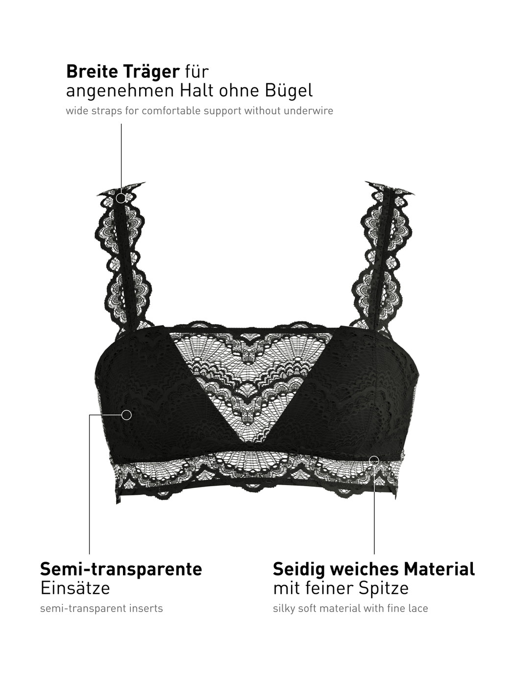 Donna - Bustier con pizzo in Poliammide di colore Nero, Pizzo, della serie Love Lace di CALIDA