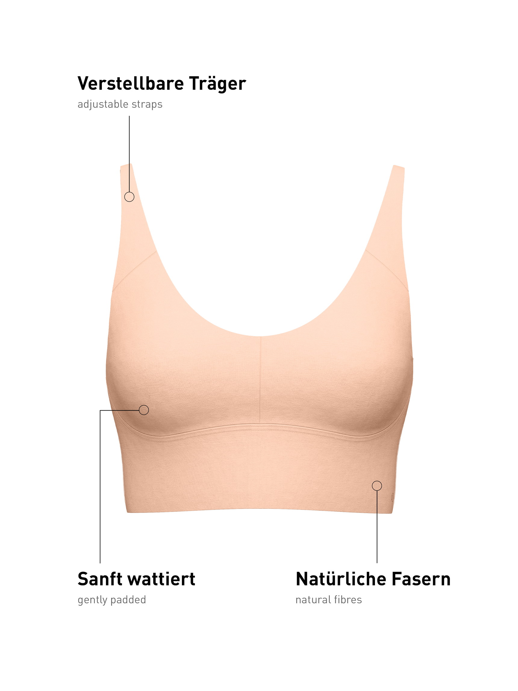 Femme - Bustier à bretelles réglables en Modal de couleur Rose, Unicolore, de la série Natural Skin de CALIDA