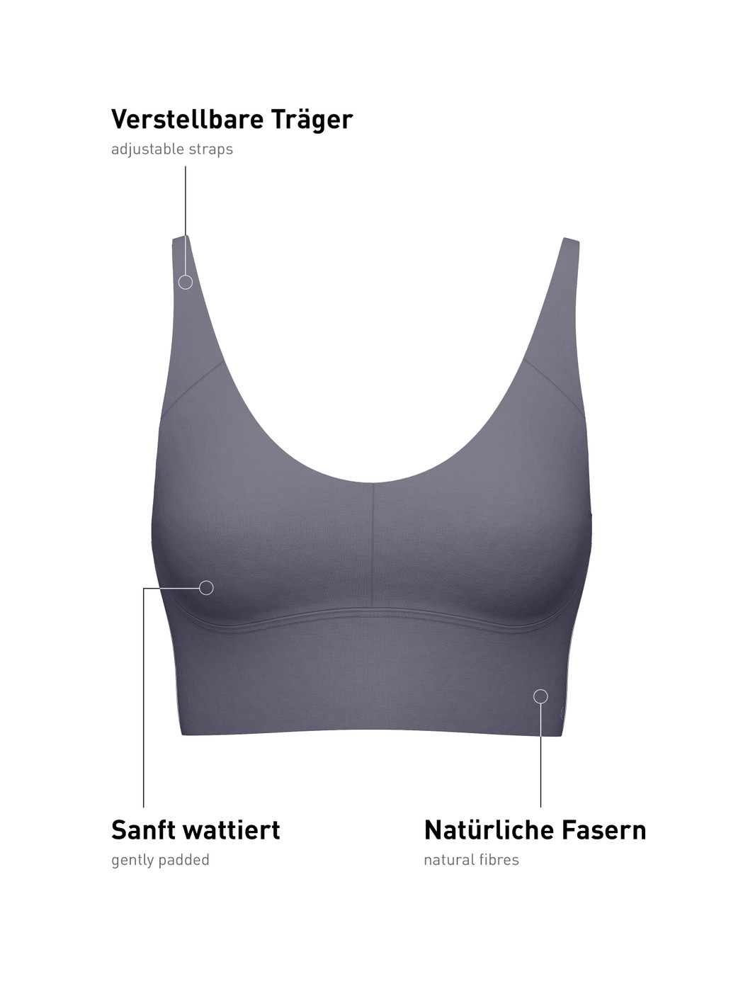 Women - Bustier with adjustable straps made of Modal in Grey, Unicoloured, from the Natural Skin series by CALIDA