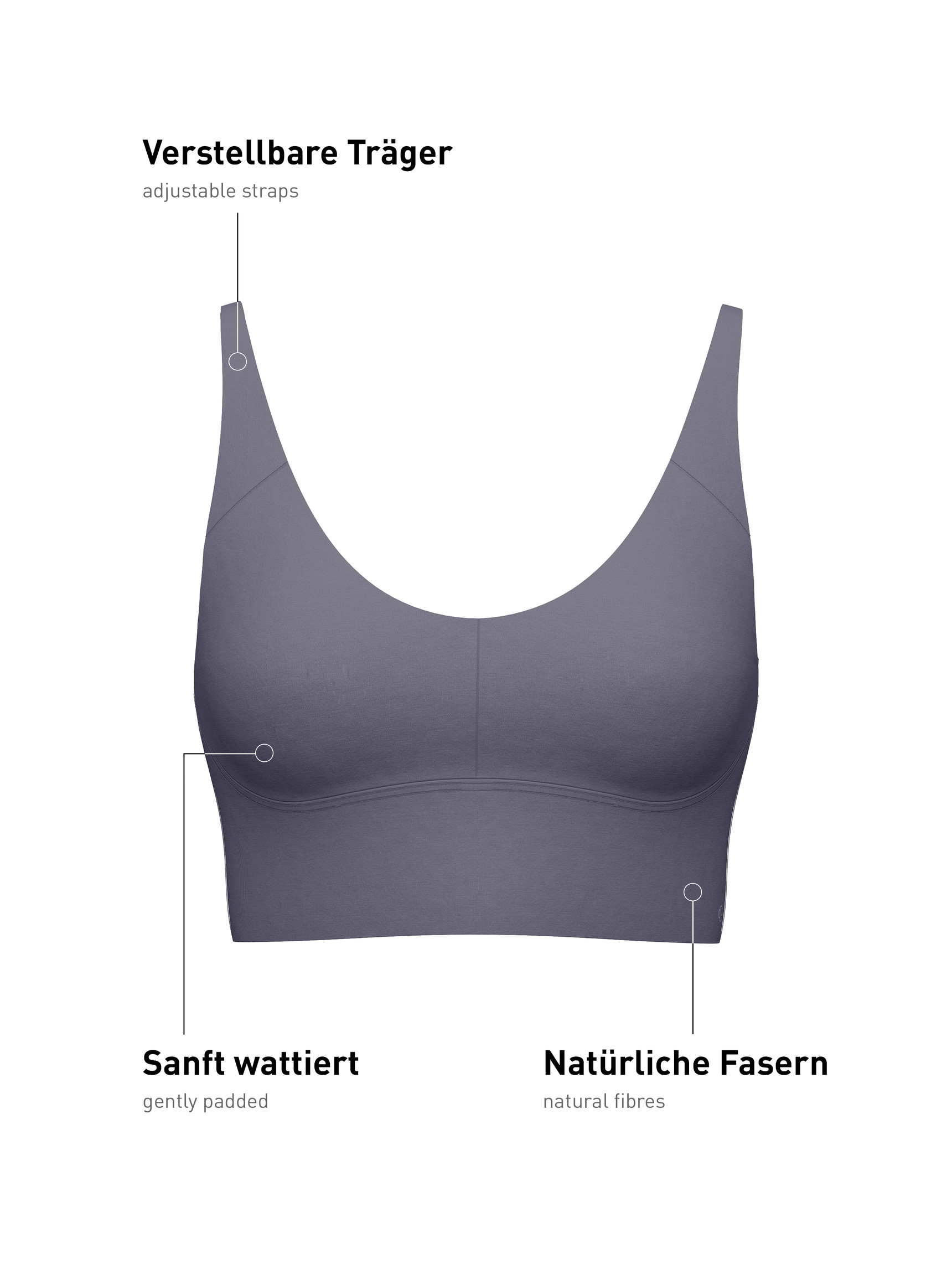 Femme - Bustier à bretelles réglables en Modal de couleur Gris, Unicolore, de la série Natural Skin de CALIDA