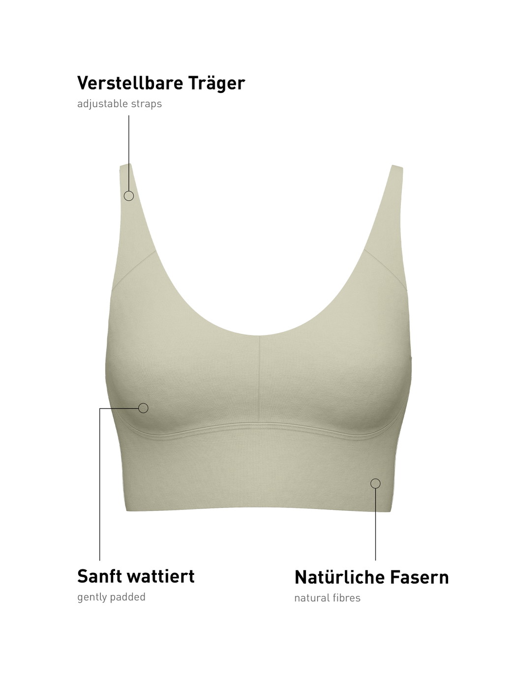 Femme - Bustier à bretelles réglables en Modal de couleur Vert, Unicolore, de la série Natural Skin de CALIDA