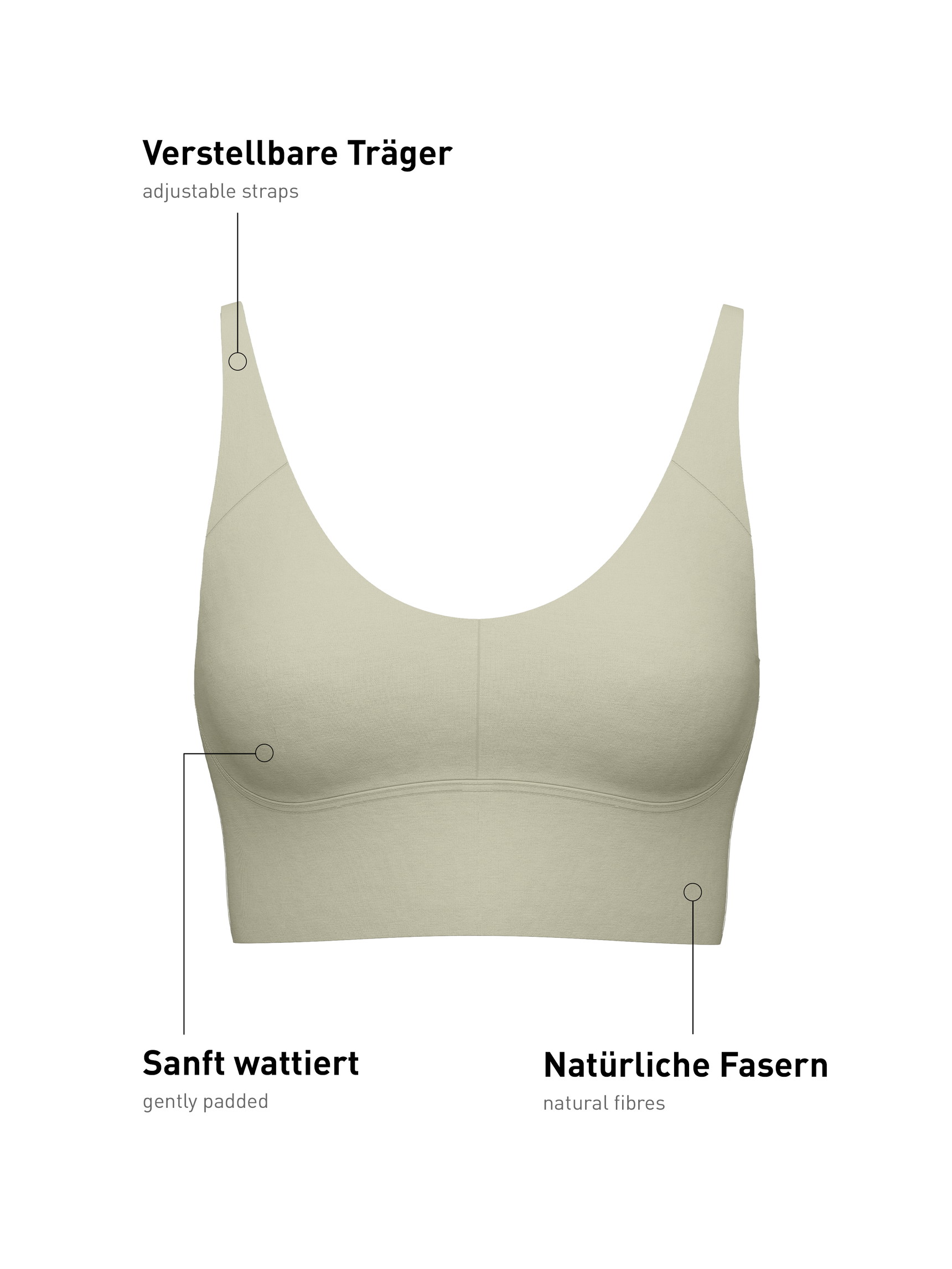 Femme - Bustier à bretelles réglables en Modal de couleur Vert, Unicolore, de la série Natural Skin de CALIDA
