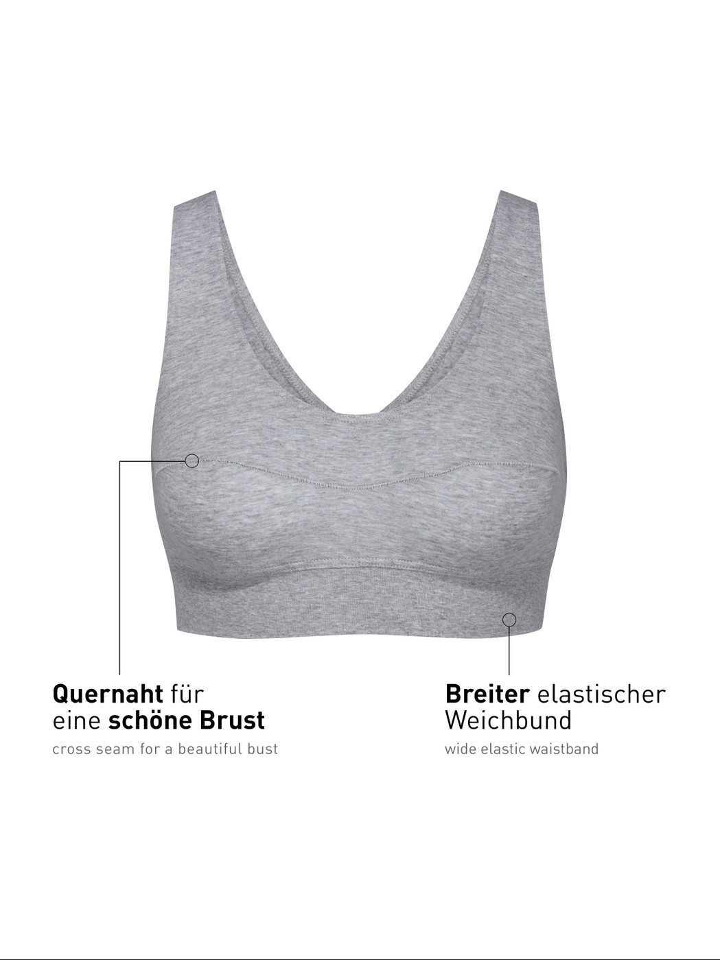 Donna - Bustier in Cotone di colore Grigio, Tinta unita, della serie Elastic di CALIDA