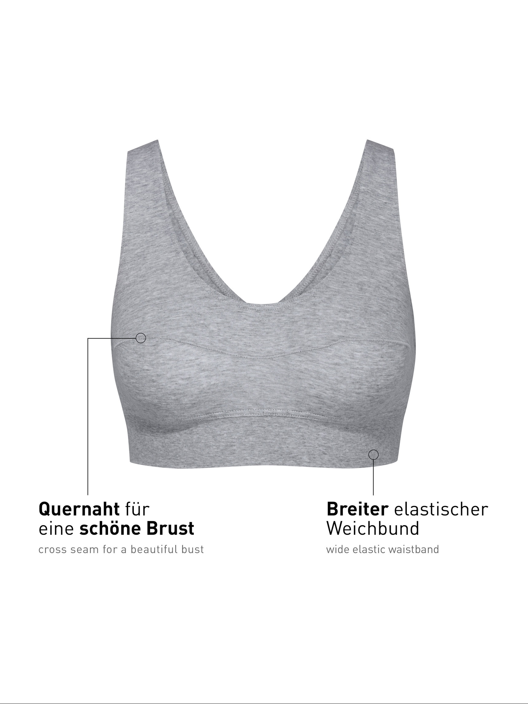 Donna - Bustier in Cotone di colore Grigio, Tinta unita, della serie Elastic di CALIDA