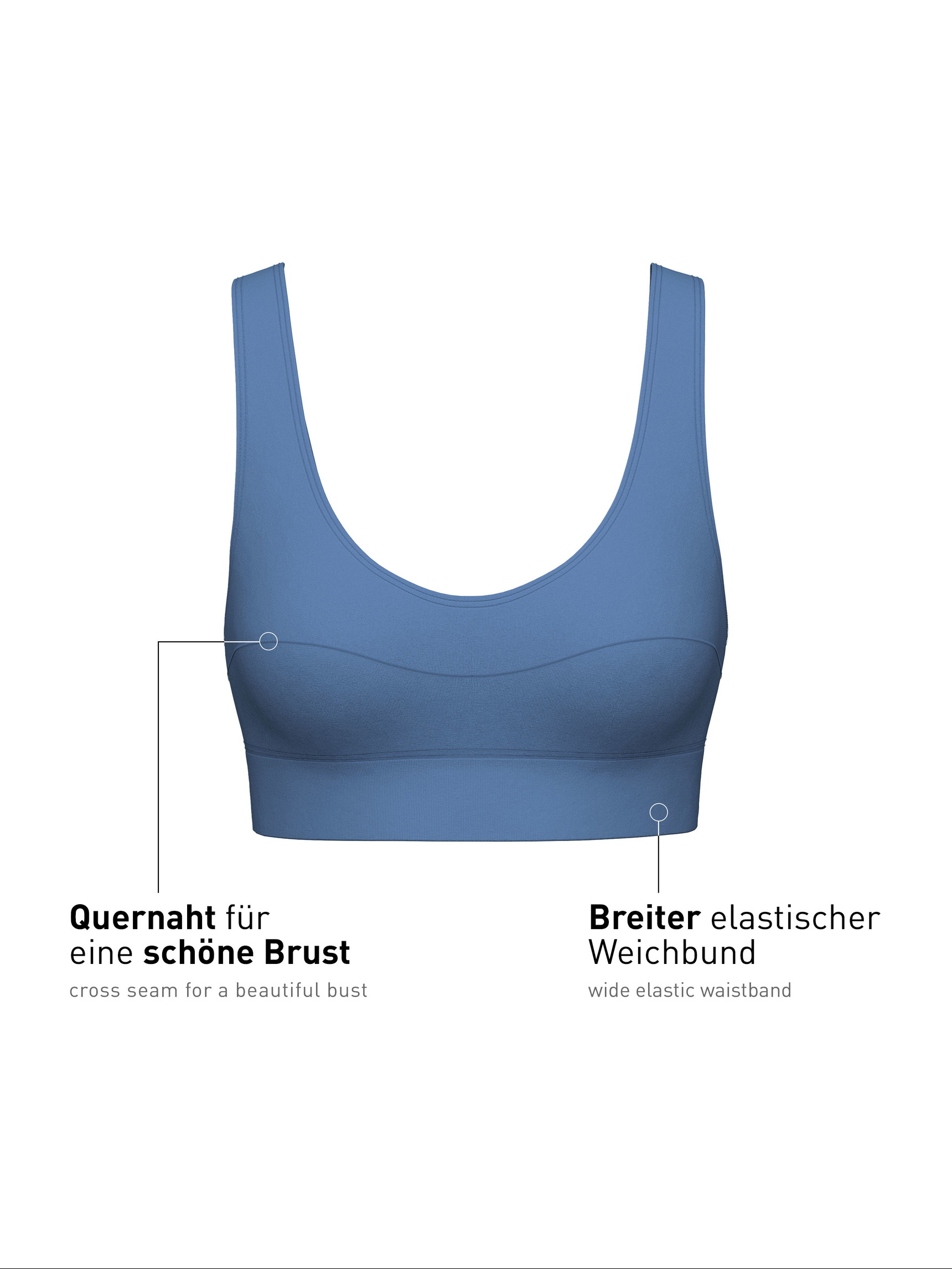 Femme - Brassière en Coton de couleur Bleu, Unicolore, de la série Elastic de CALIDA