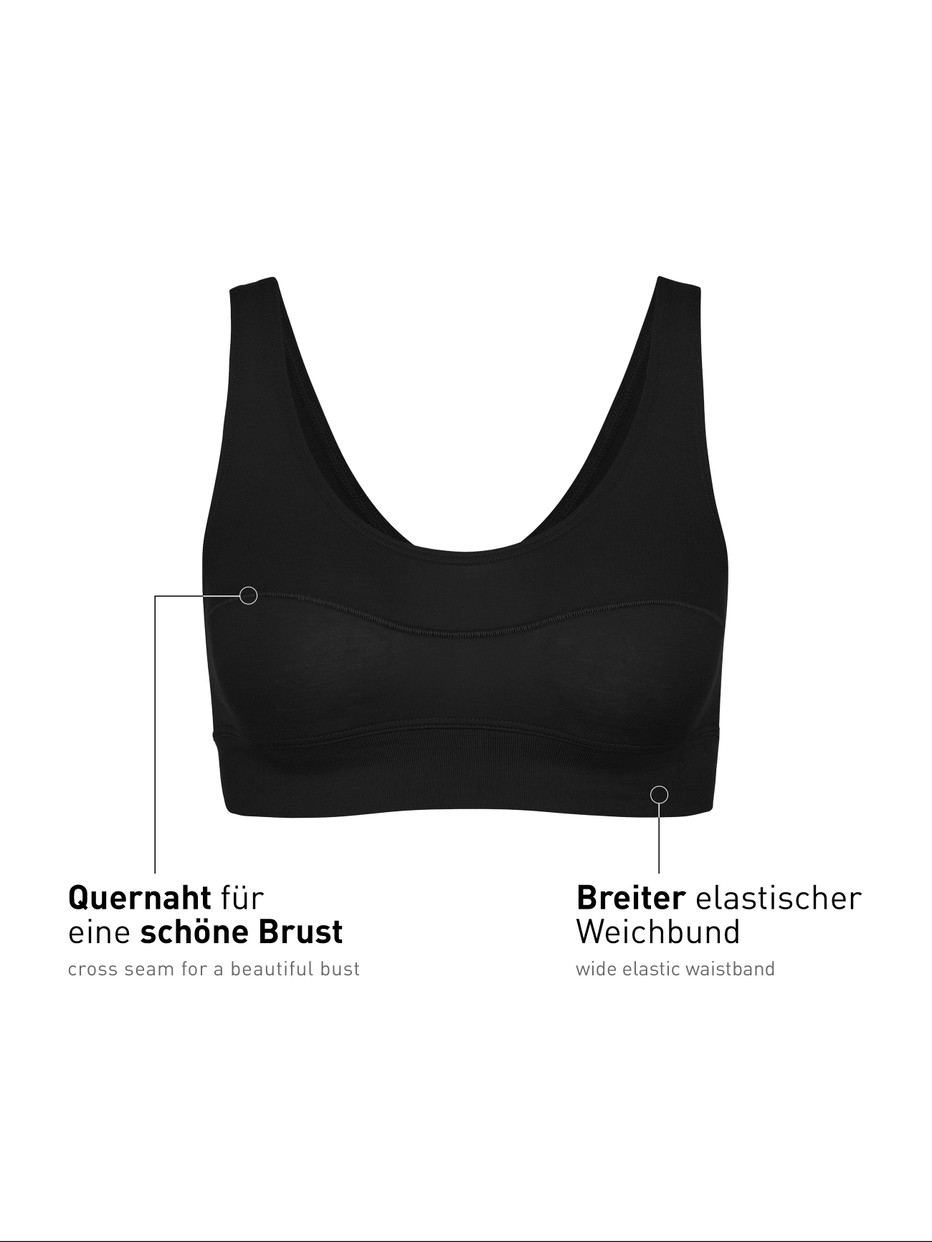 Damen - Bustier mit Softbund aus Baumwolle in Schwarz, Einfarbig aus Serie Elastic von CALIDA