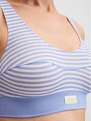 Women model is wearing Bustier made of Cotton in Blue, Striped from the EDITION 85 series by CALIDA, Detail