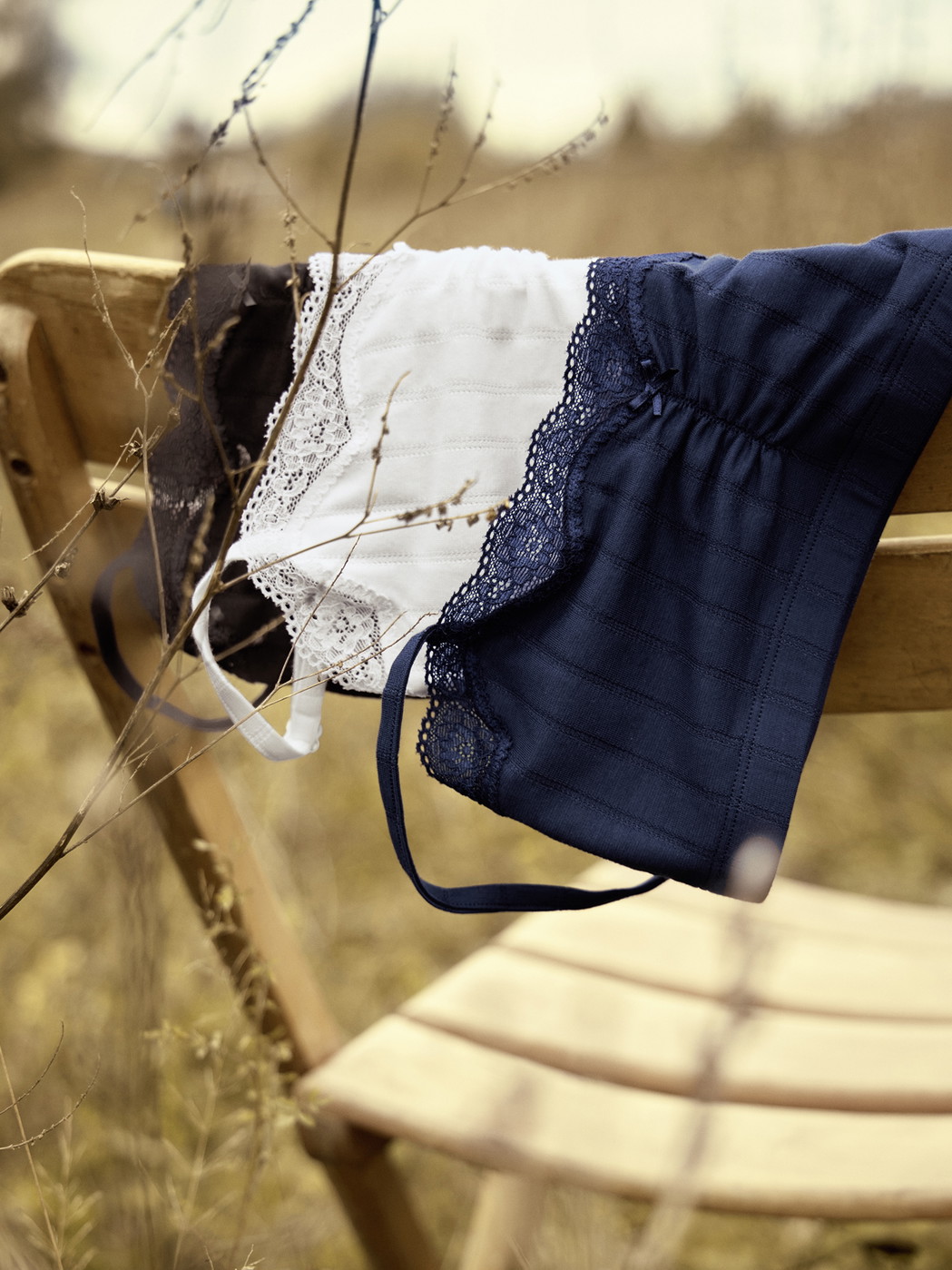 Damen - Bustier aus Baumwolle in Blau, Spitze aus Serie Etude Toujours von CALIDA, Detail