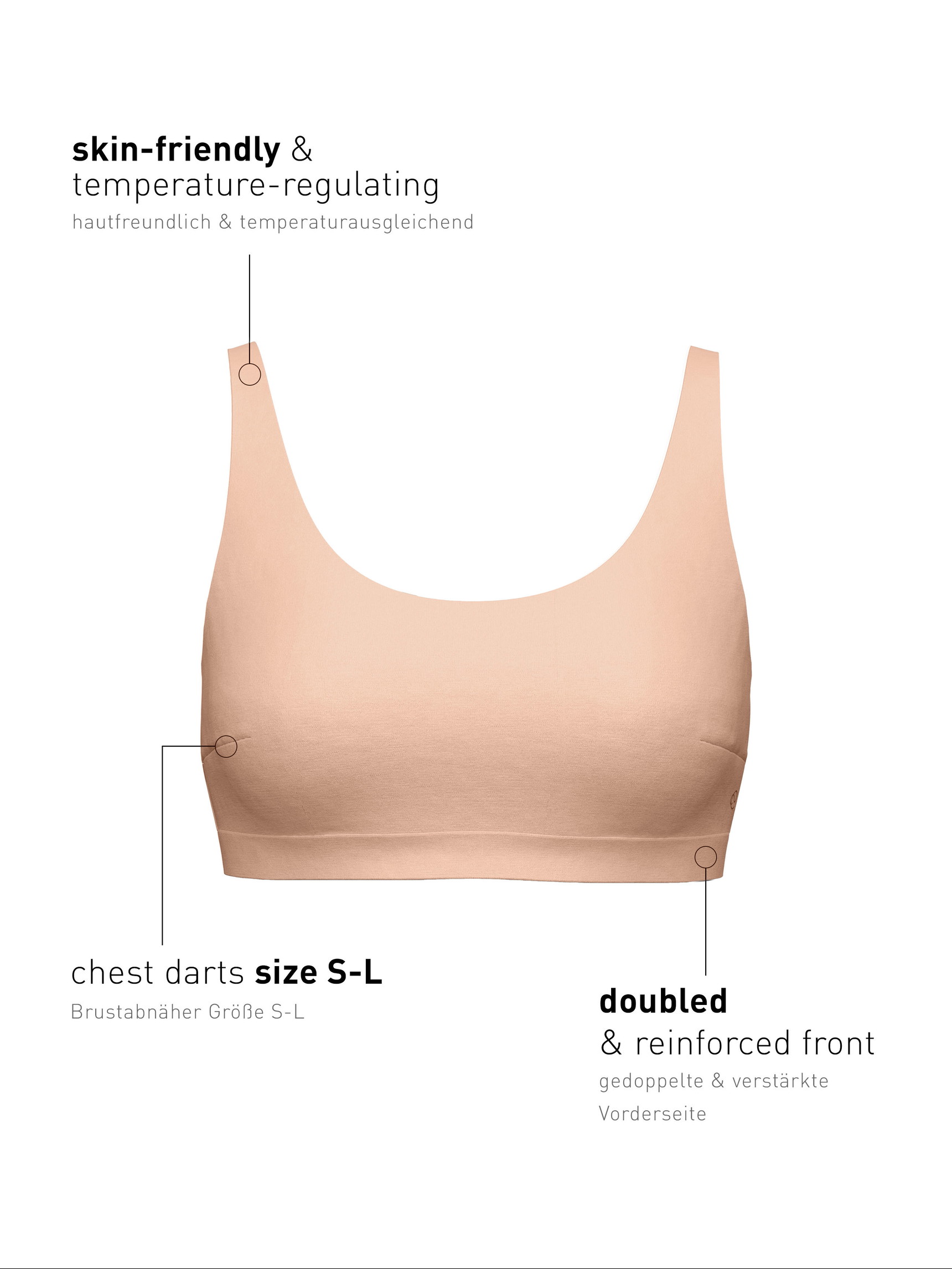 La modella / Il modello Donna indossa Bustier in Modal di colore Beige, Tinta unita, della serie Natural Skin di CALIDA, Immagine aggiuntiva