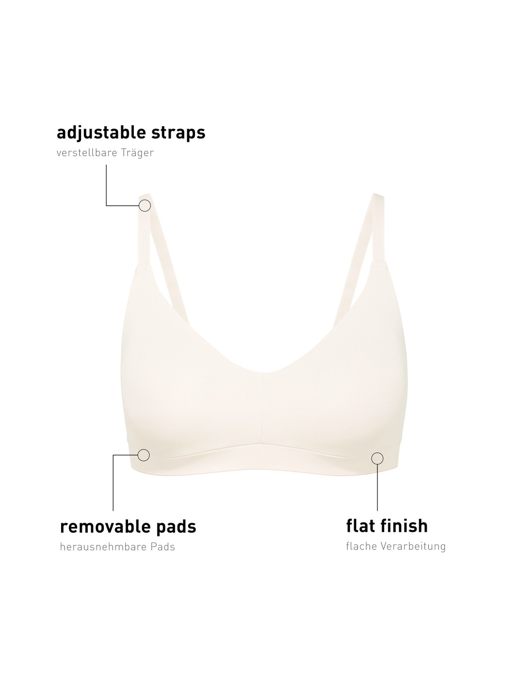 Women - Bustier with adjustable straps & removable pads made of Modal in White, Unicoloured, from the Natural Skin series by CALIDA