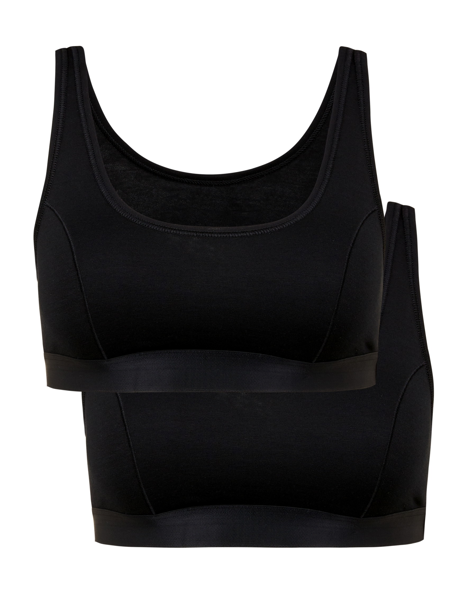 Multipack Damen - Bustier, 2er-Pack aus Baumwolle in Schwarz, Einfarbig aus Serie Benefit Women von CALIDA
