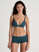 Women model is wearing Soft bra without underwire made of Cotton in Turquoise, Unicoloured from the Cate series by CALIDA, Additional Image
