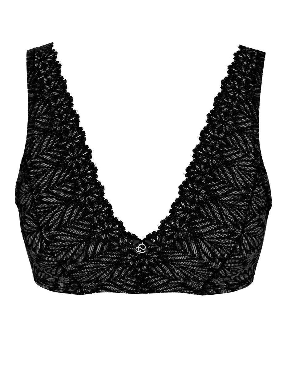 Damen - Soft-BH ohne Bügel aus Viskose in Schwarz, Spitze aus Serie Seduction Lace von CALIDA
