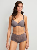 Women model is wearing Spacer bra made of Polyamide in Brown, Lace from the Natural Comfort Lace series by CALIDA, Outfit