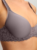 Women model is wearing Spacer bra made of Polyamide in Brown, Lace from the Natural Comfort Lace series by CALIDA, Detail