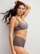 Women model is wearing Spacer bra made of Polyamide in Brown, Lace from the Natural Comfort Lace series by CALIDA, Additional Image