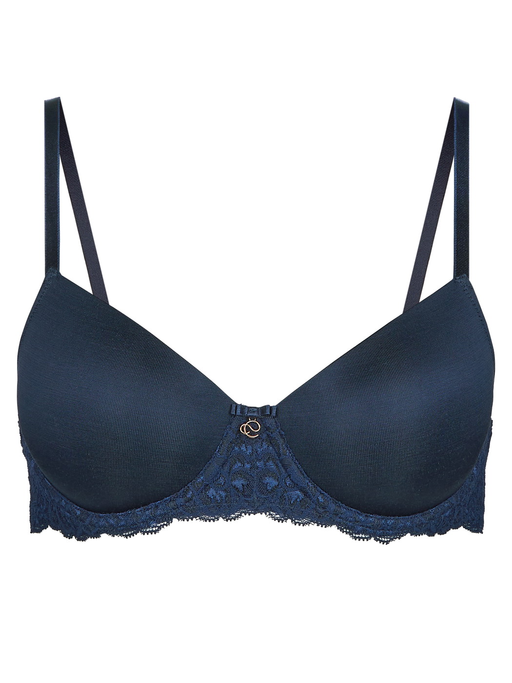 Women - Underwired T-shirt bra with padding made of Viscose in Blue, Lace, from the Sensual Secrets series by CALIDA