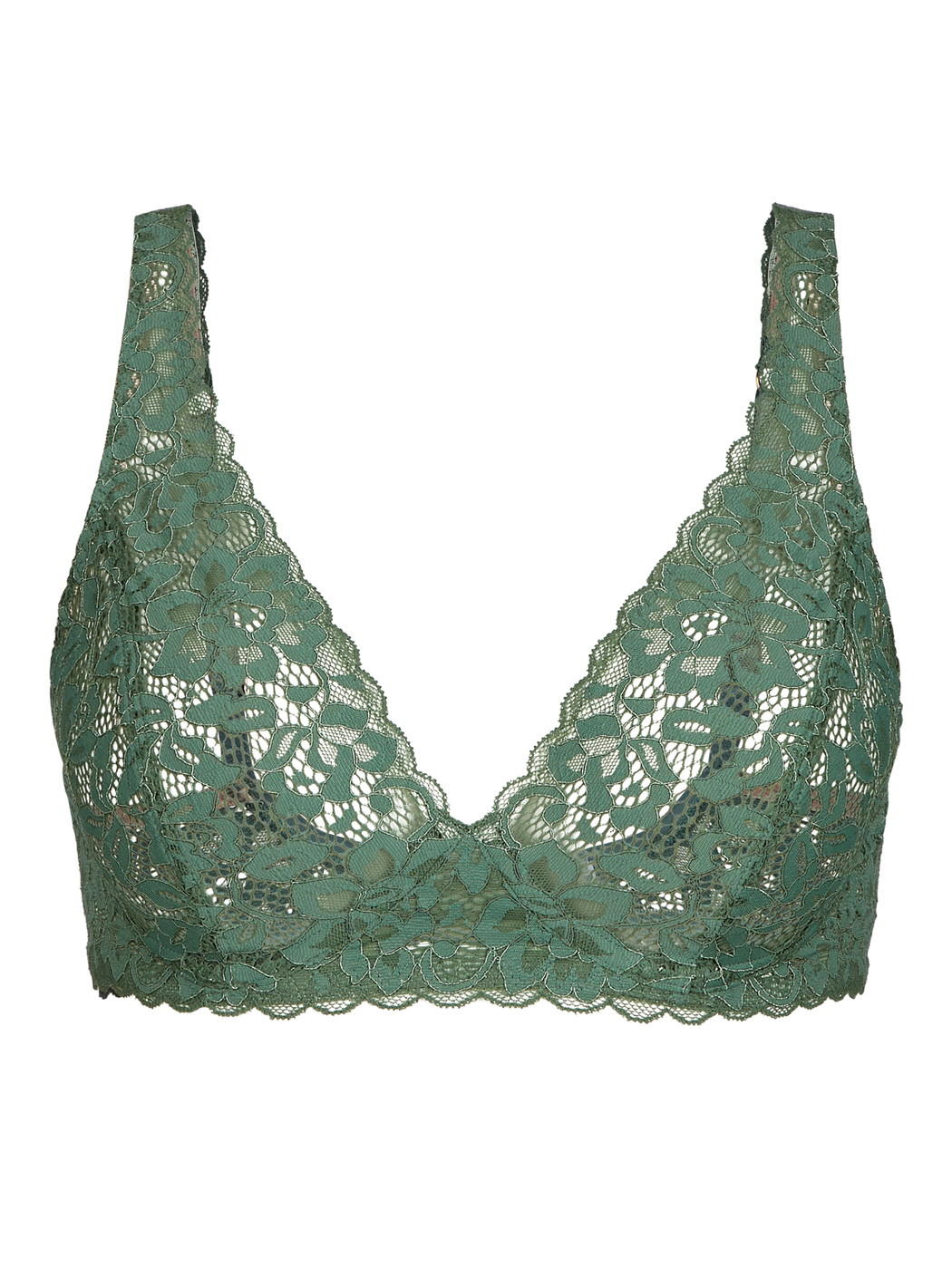 Femme - Soutien-gorge soft sans armatures en Polyamide de couleur Vert, Dentelle, de la série Natural Comfort Lace de CALIDA