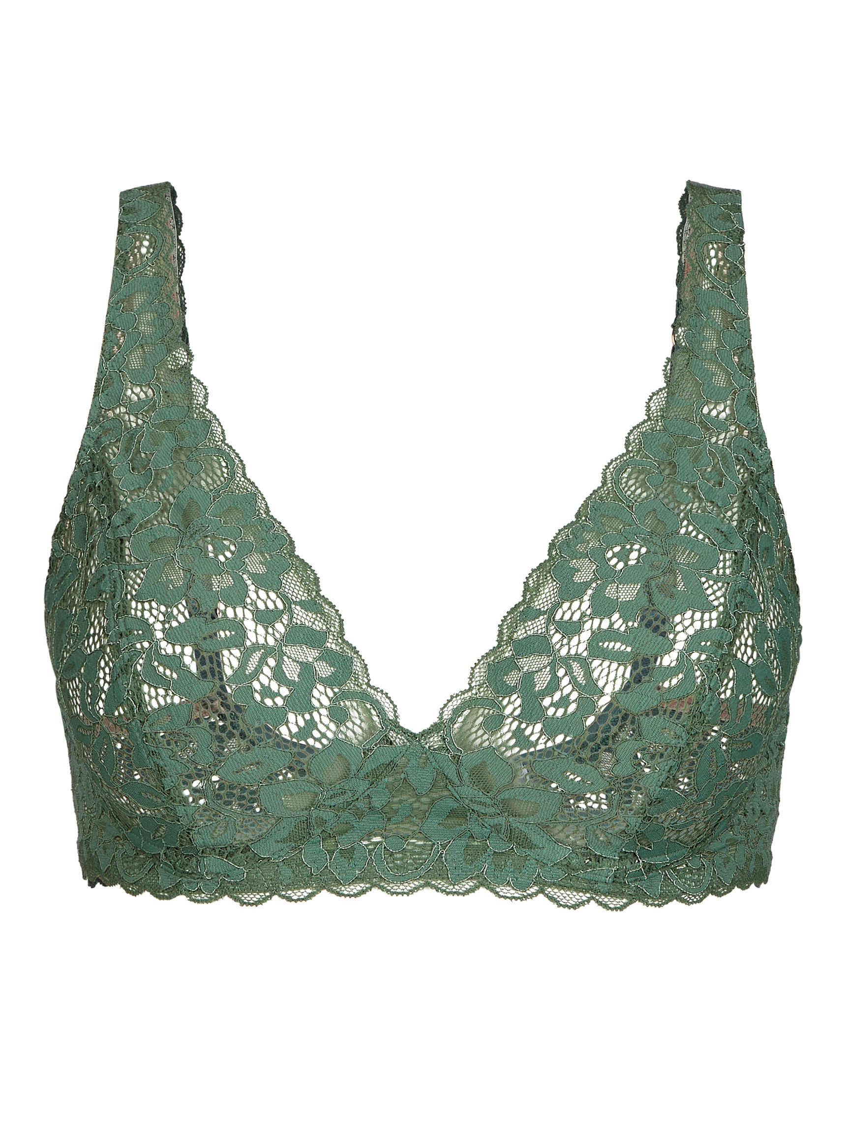 Damen - Spitzen-BH ohne Bügel aus Polyamid in Grün, Spitze aus Serie Natural Comfort Lace von CALIDA