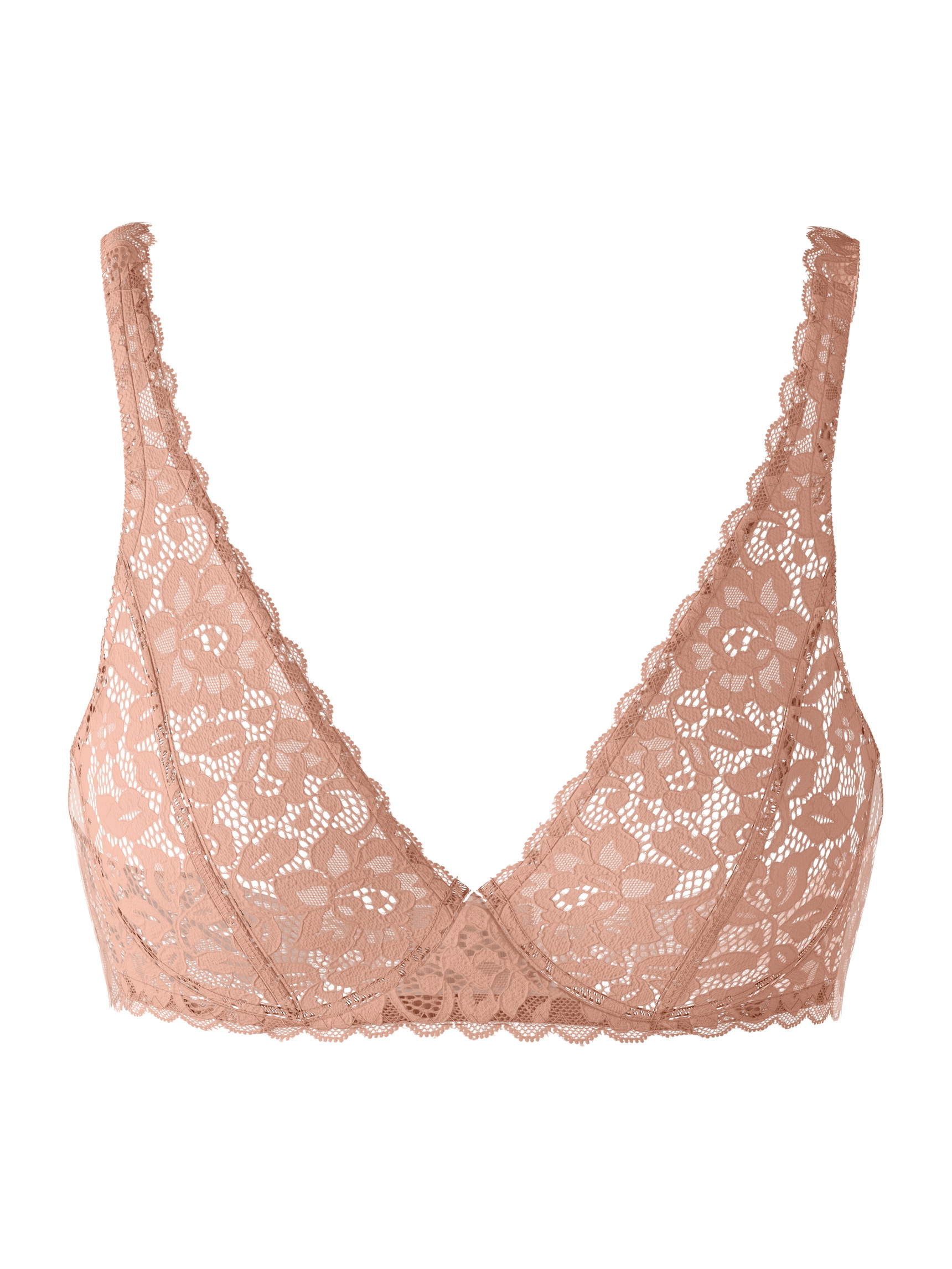 Damen - Spitzen-BH ohne Bügel aus Polyamid in Braun, Spitze aus Serie Natural Comfort Lace von CALIDA