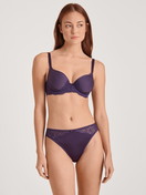 Women model is wearing Spacer bra with wires made of Polyamide in Purple, Lace from the Sensual Secrets series by CALIDA, Outfit, Front view
