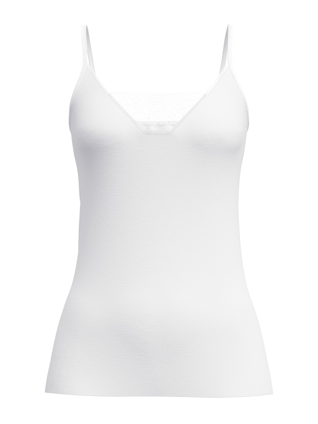Femme - Débardeur à fines bretelles en 100% coton de couleur Blanc, Dentelle, de la série Cotton Desire de CALIDA