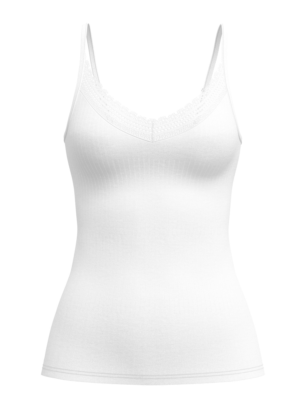 Femme - Débardeur à fines bretelles en Modal de couleur Blanc, Dentelle, de la série Etude Ajours de CALIDA