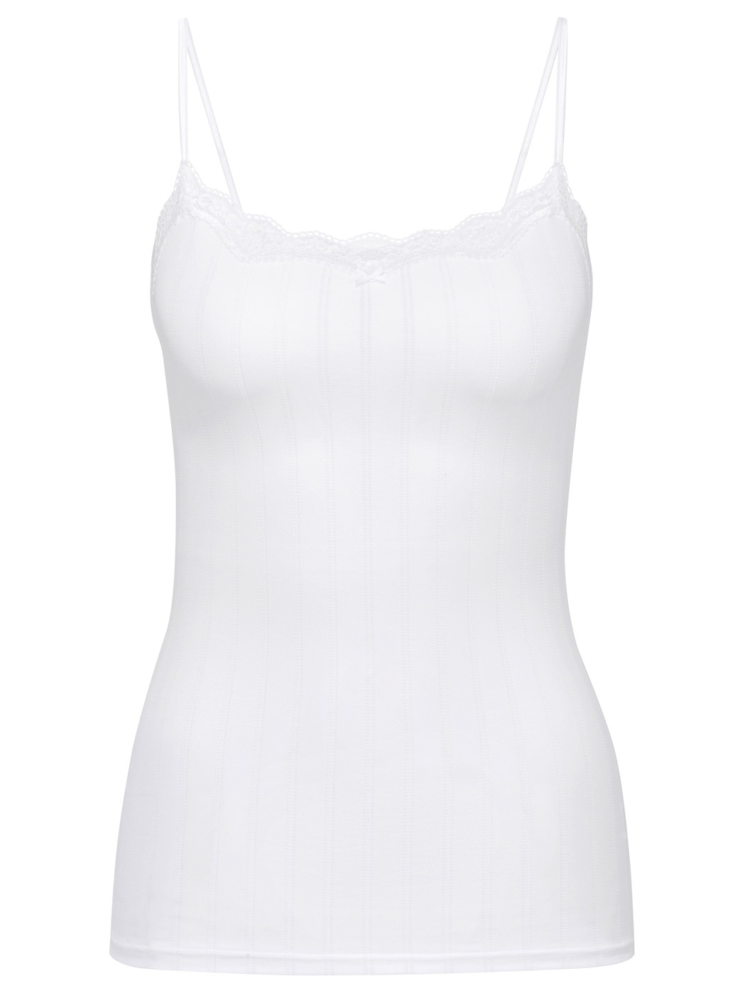 Femme - Débardeur à fines bretelles en Coton de couleur Blanc, Dentelle, de la série Etude Toujours de CALIDA