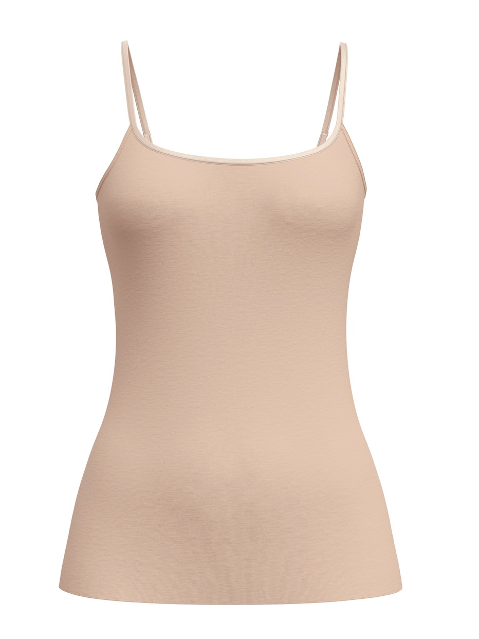 Women - Wool and silk spaghetti strap top made of Wool in Brown, Unicoloured, from the True Confidence series by CALIDA