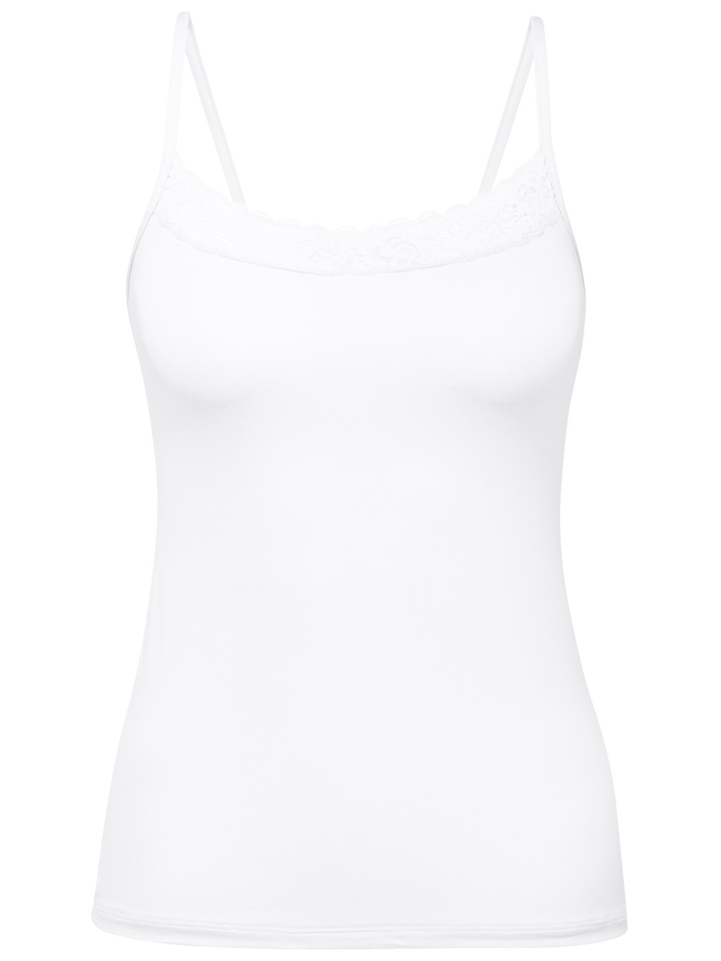 Femme - Débardeur à fines bretelles en Coton de couleur Blanc, Dentelle, de la série Natural Comfort Lace de CALIDA