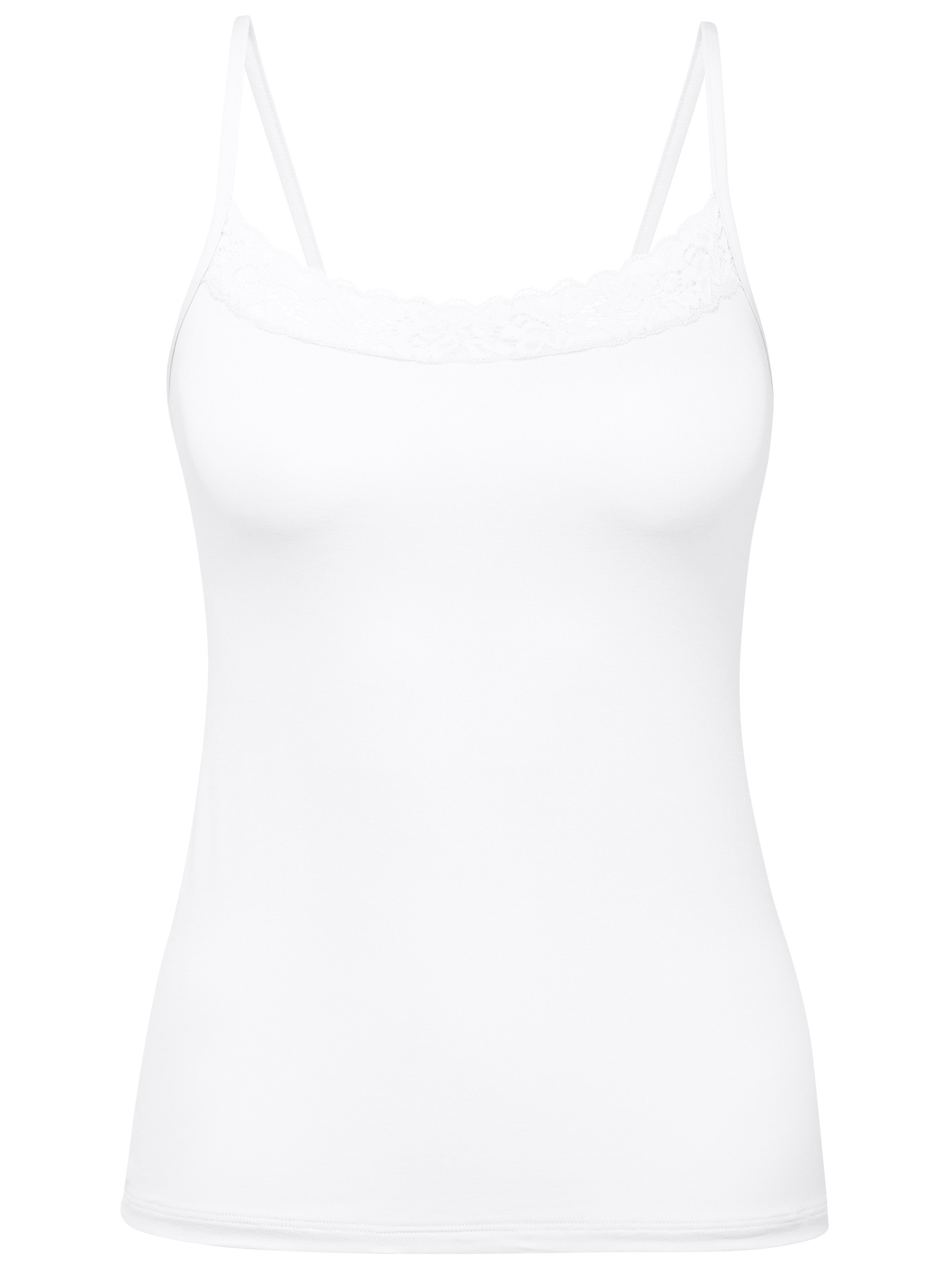 Donna - Top con spalline in Cotone di colore Bianco, Pizzo, della serie Natural Comfort Lace di CALIDA
