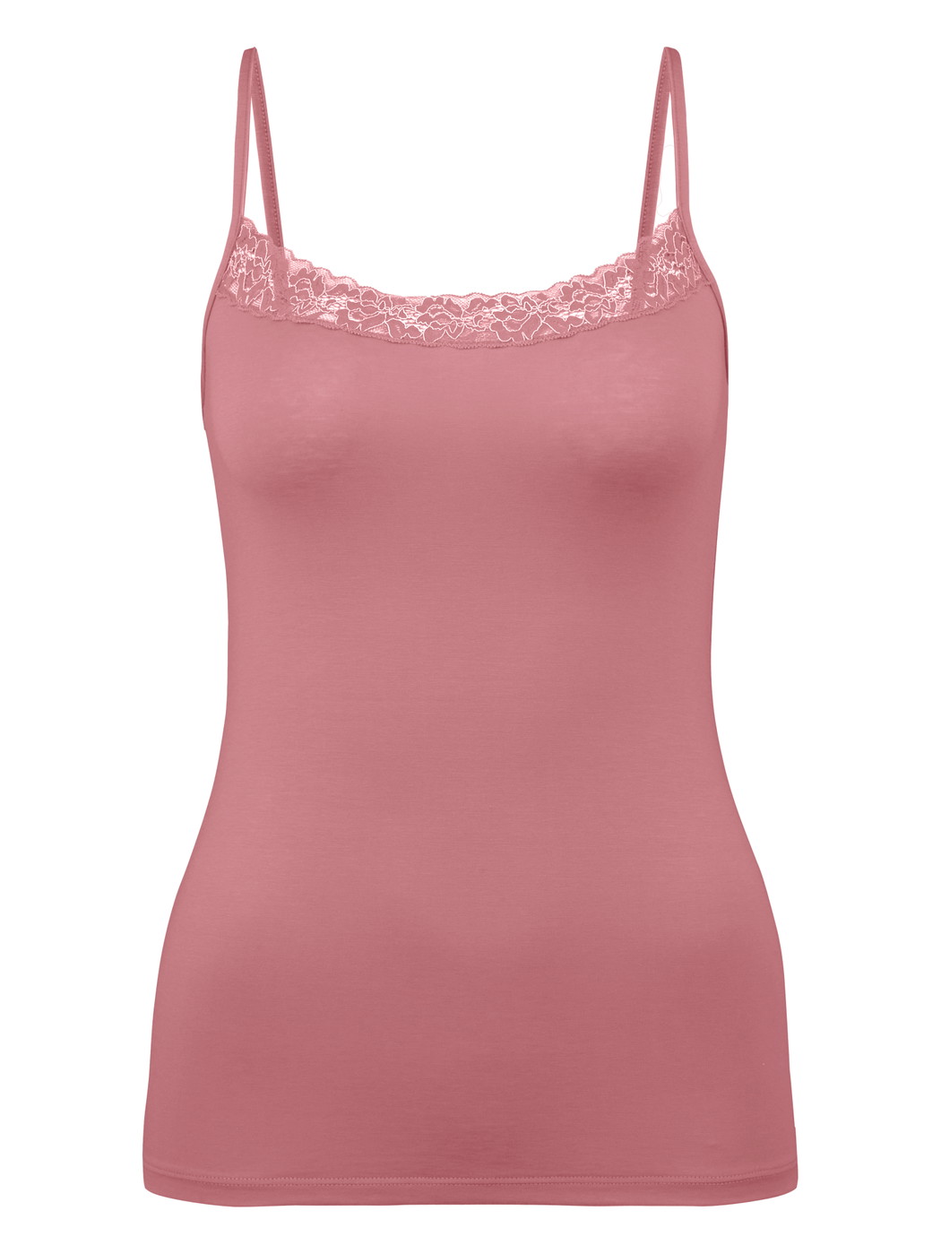 Damen - Spaghetti-Top aus Baumwolle in Rosa, Spitze aus Serie Nat. Comfort Xtra von CALIDA