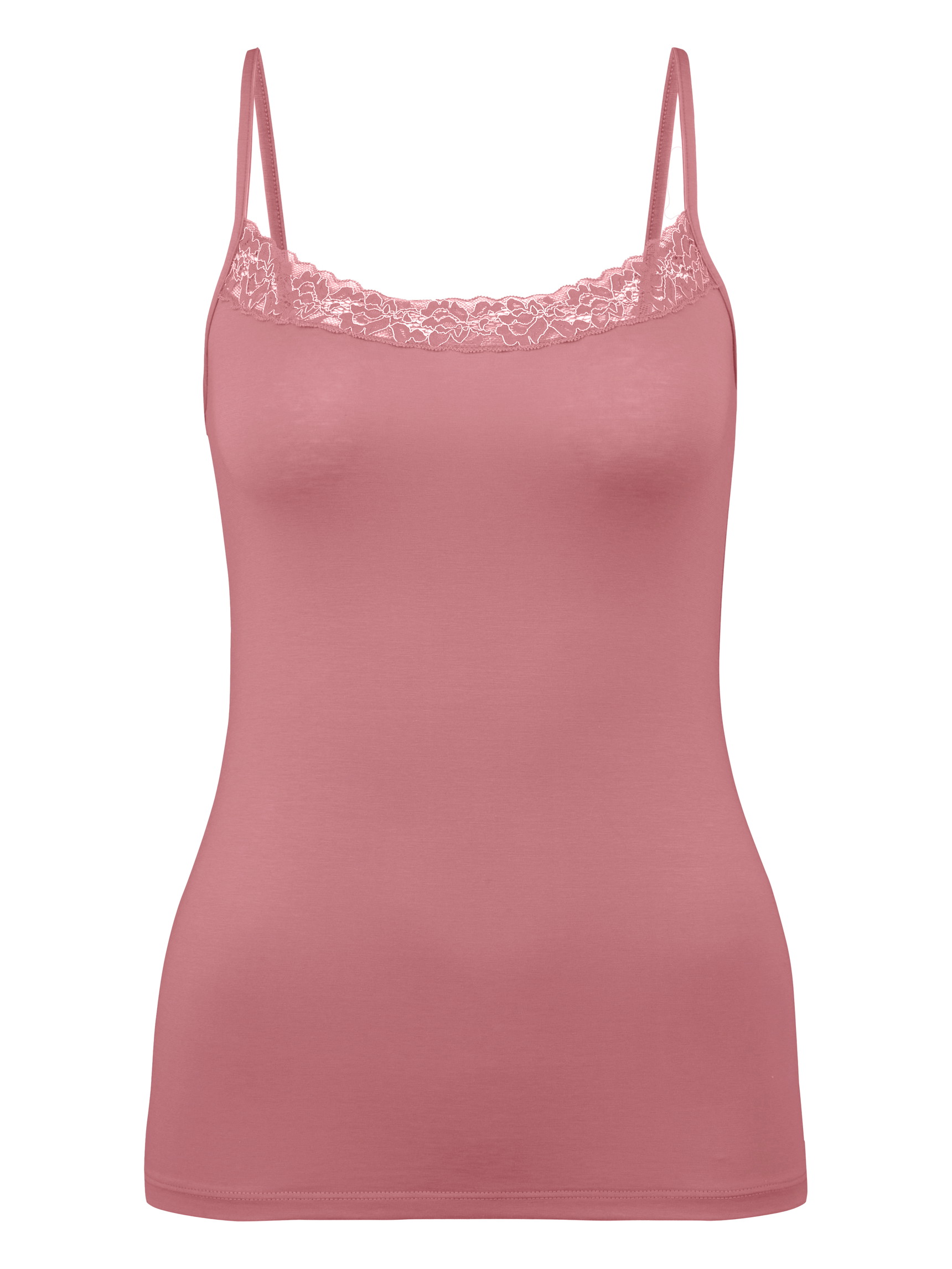 Damen - Spaghetti-Top aus Baumwolle in Rosa, Spitze aus Serie Nat. Comfort Xtra von CALIDA