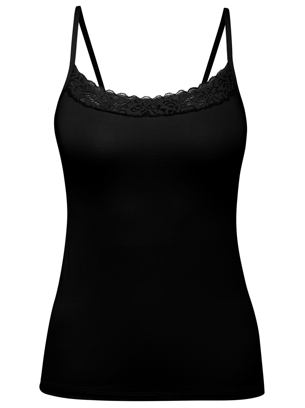 Femme - Débardeur à fines bretelles en Coton de couleur Noir, Dentelle, de la série Natural Comfort Lace de CALIDA
