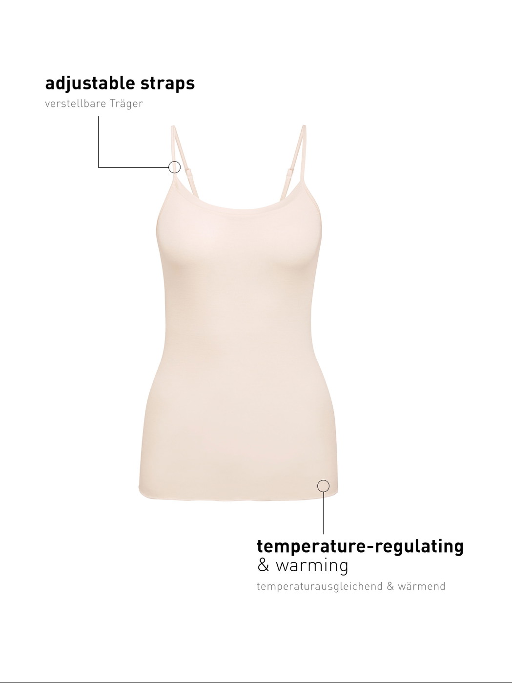 Femme - Débardeur à fines bretelles en Swiss+Cotton de couleur Beige, Unicolore, de la série True Confidence de CALIDA