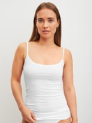 Women model is wearing Spaghetti top made of Modal in White, Unicoloured from the Soft Favourites series by CALIDA, Front view