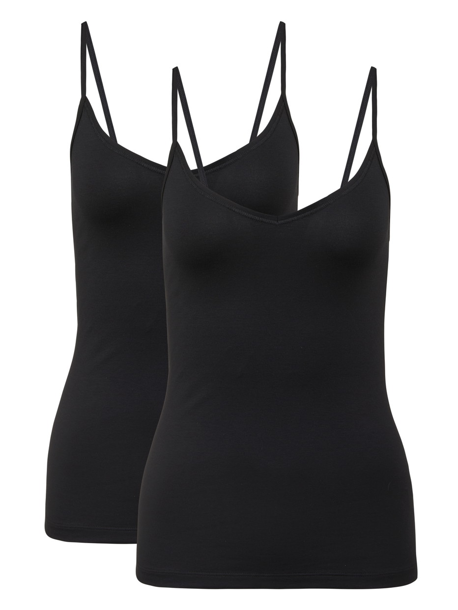 Multipack Women - Spaghetti Top, 2-Pack made of Cotton in Black, Unicoloured, from the Benefit Women series by CALIDA