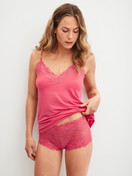 Women model is wearing Spaghetti top made of Modal in Pink, Lace from the Favourites Love series by CALIDA, Outfit