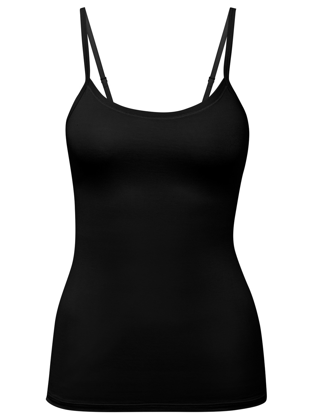 Donna - Top con spalline in Cotone di colore Nero, Tinta unita, della serie Natural Comfort di CALIDA