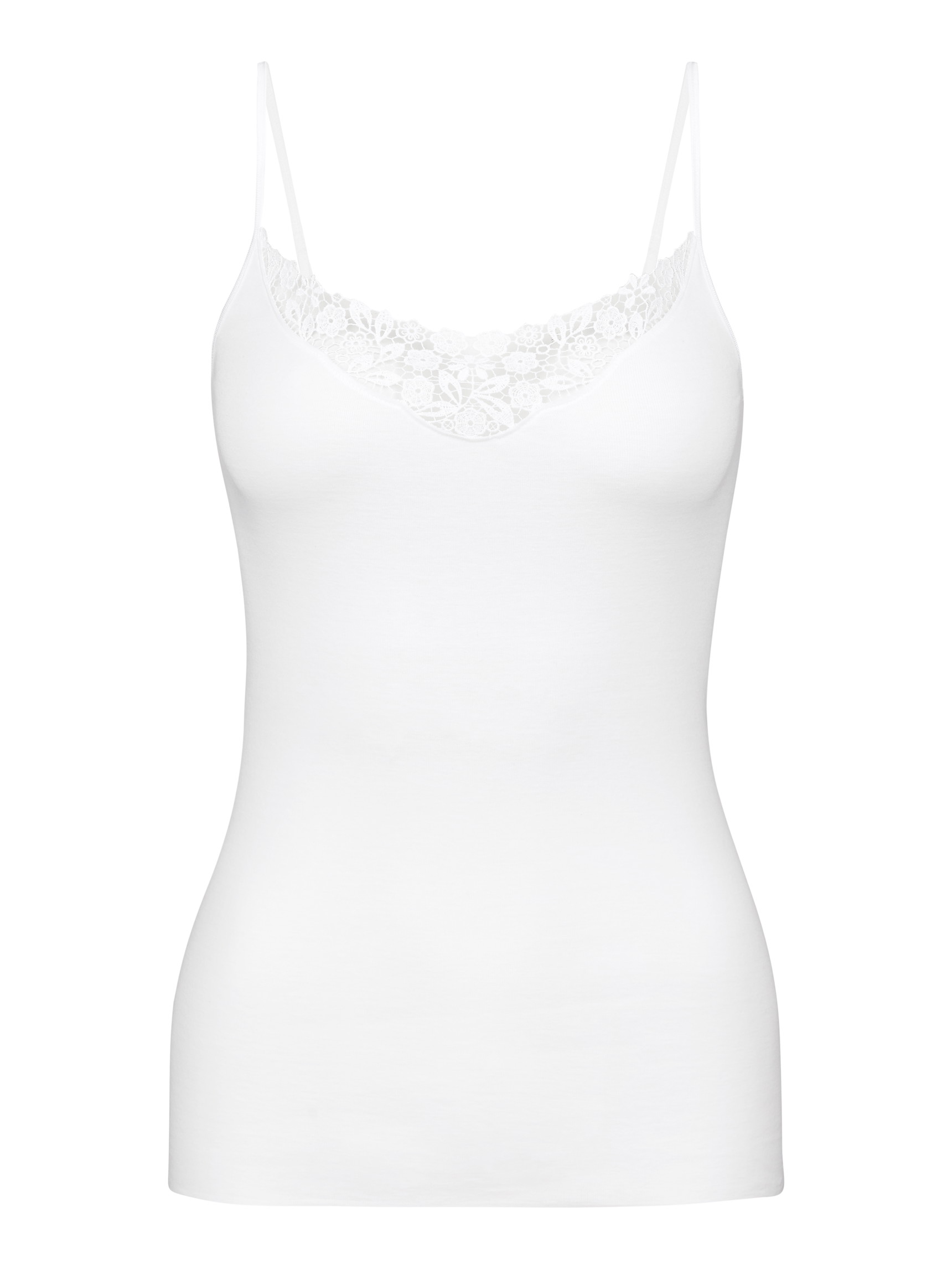 Damen - Spaghetti-Top aus 100% Baumwolle in Weiß, Einfarbig aus Serie Feminin Sense von CALIDA