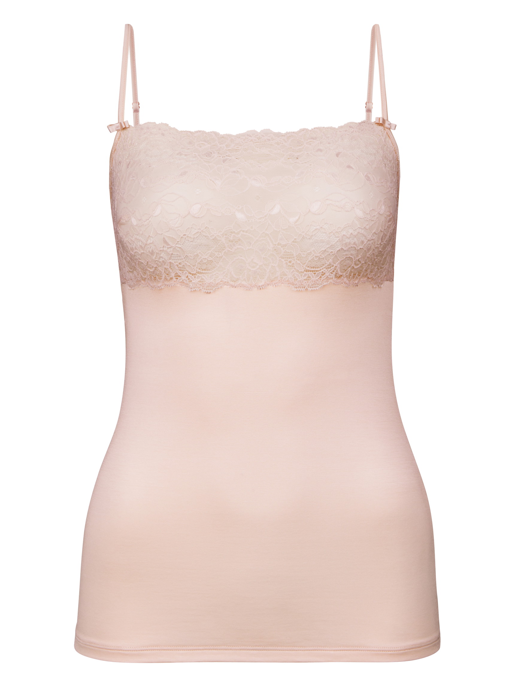Damen - Spaghetti-Top mit breitem Spitzensaum aus Baumwolle in Beige, Einfarbig aus Serie Sensual Secrets von CALIDA