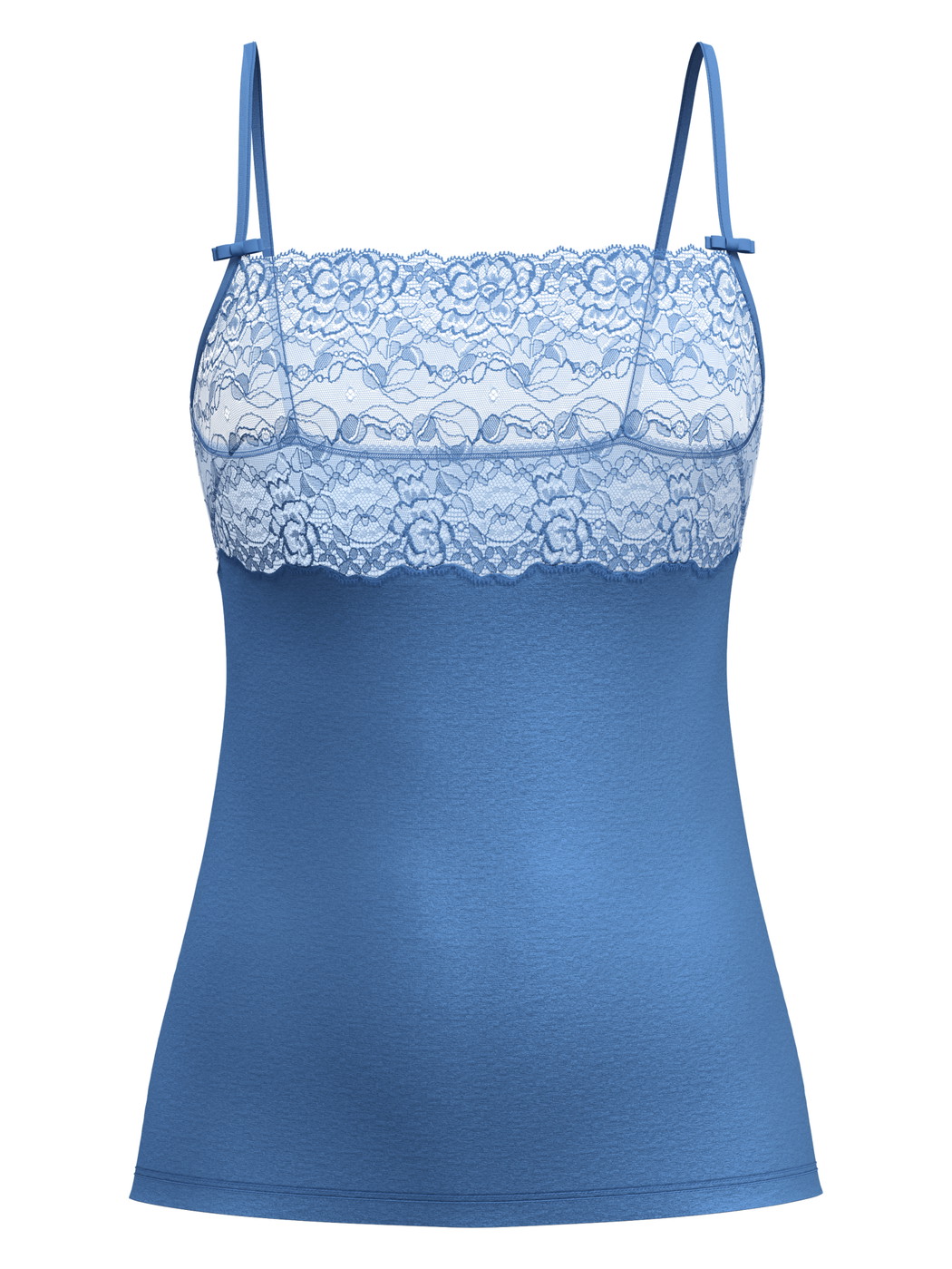 Damen - Spaghetti-Top mit breitem Spitzensaum aus Spitze in Blau, Spitze aus Serie Sensual Secrets von CALIDA