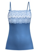 Damen - Spaghetti-Top mit breitem Spitzensaum aus Spitze in Blau, Spitze aus Serie Sensual Secrets von CALIDA