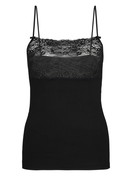 Damen - Spaghetti-Top mit breitem Spitzensaum aus Viskose in Schwarz, Einfarbig aus Serie Sensual Secrets von CALIDA
