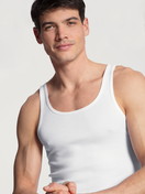 Uomo - Canottiera atletica in 100% cotone di colore Bianco, Tinta unita, della serie Twisted Cotton di CALIDA, Dettaglio