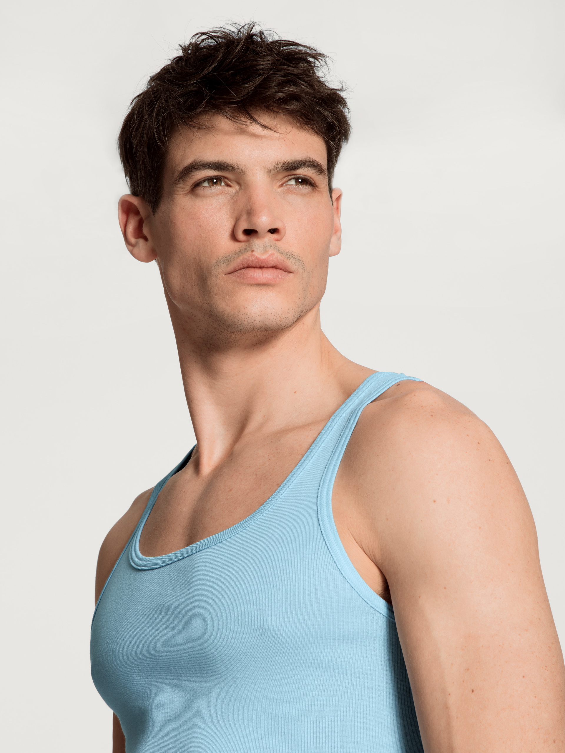 Men - Tank-Top made of 100% Cotton in Blue, Unicoloured, from the Twisted Cotton series by CALIDA, Detail