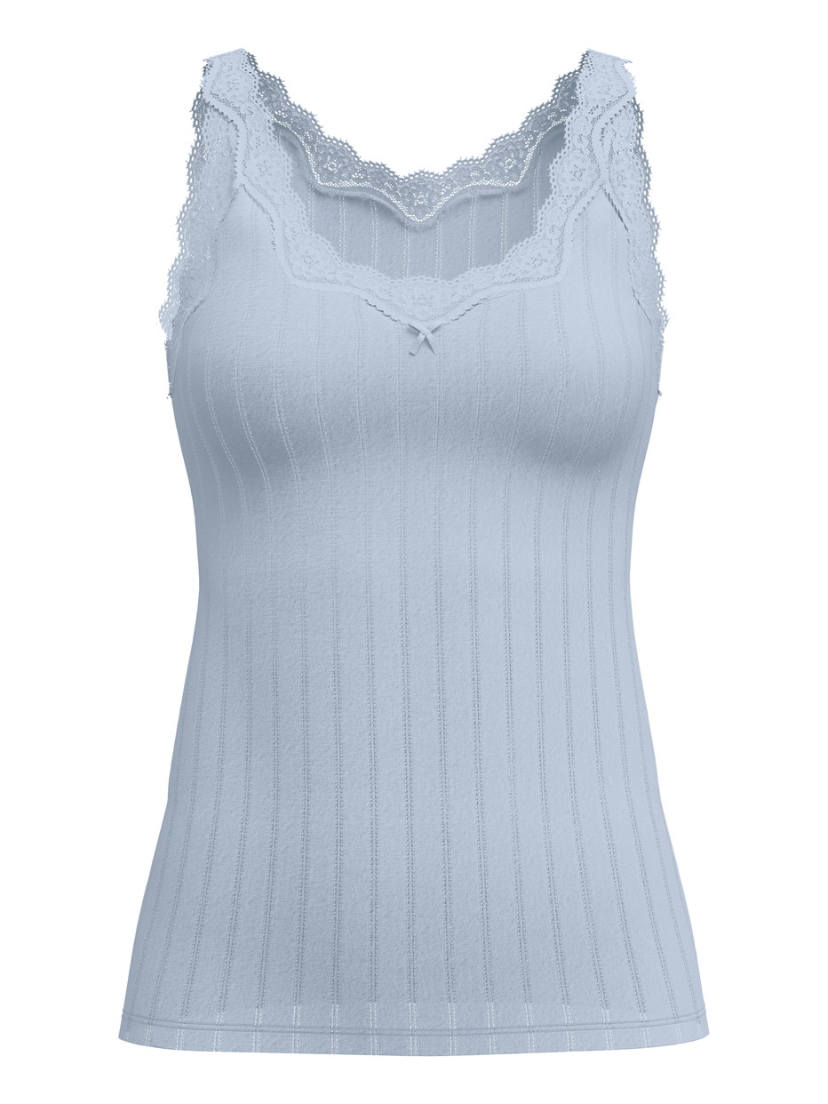 Damen - Tank-Top aus Baumwolle in Blau, Spitze aus Serie Etude Toujours von CALIDA