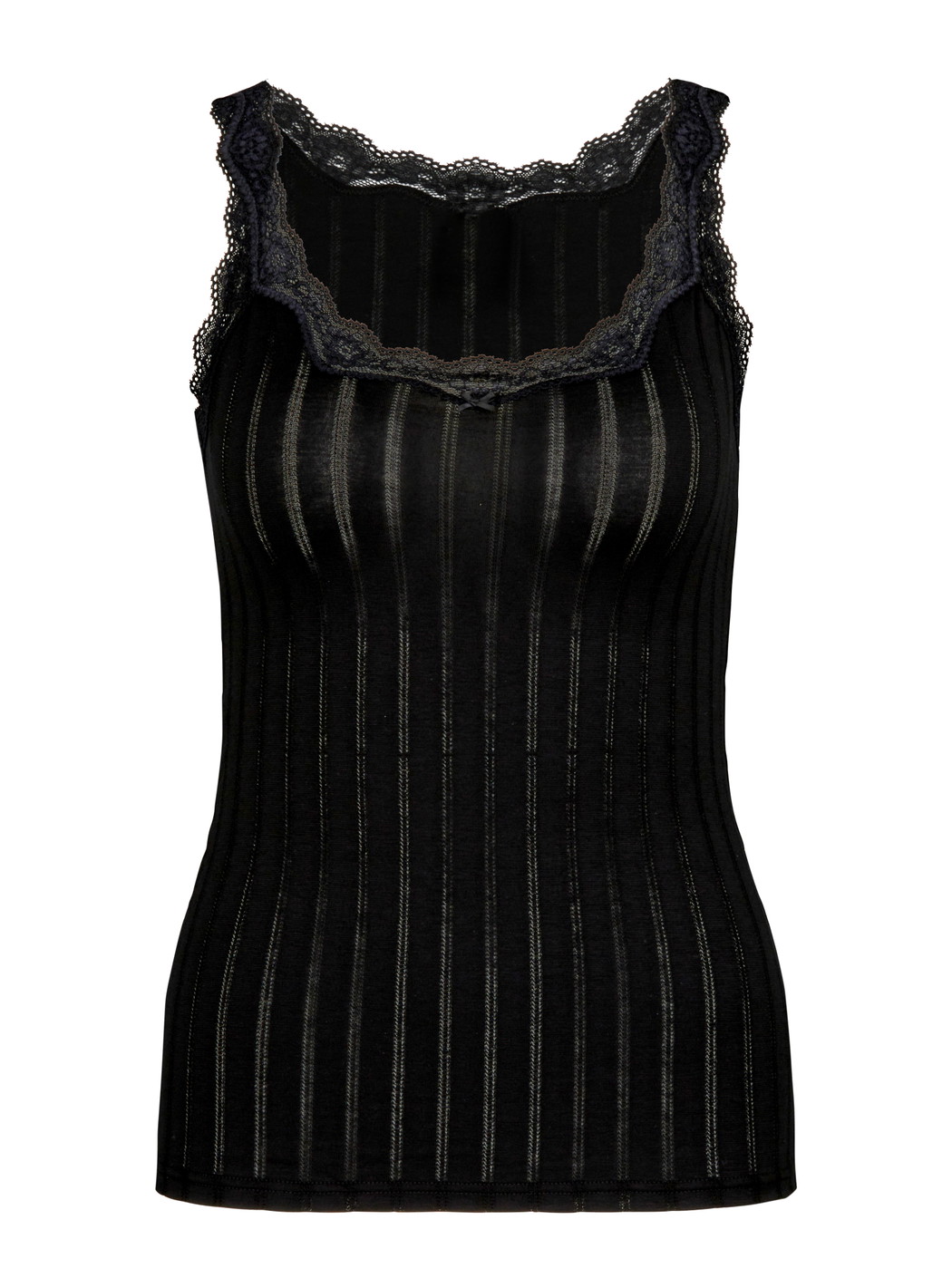 Damen - Tank-Top aus Baumwolle in Schwarz, Spitze aus Serie Etude Toujours von CALIDA