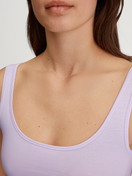 Women model is wearing Tank top made of Cotton in Purple, Unicoloured from the Natural Comfort series by CALIDA, Detail