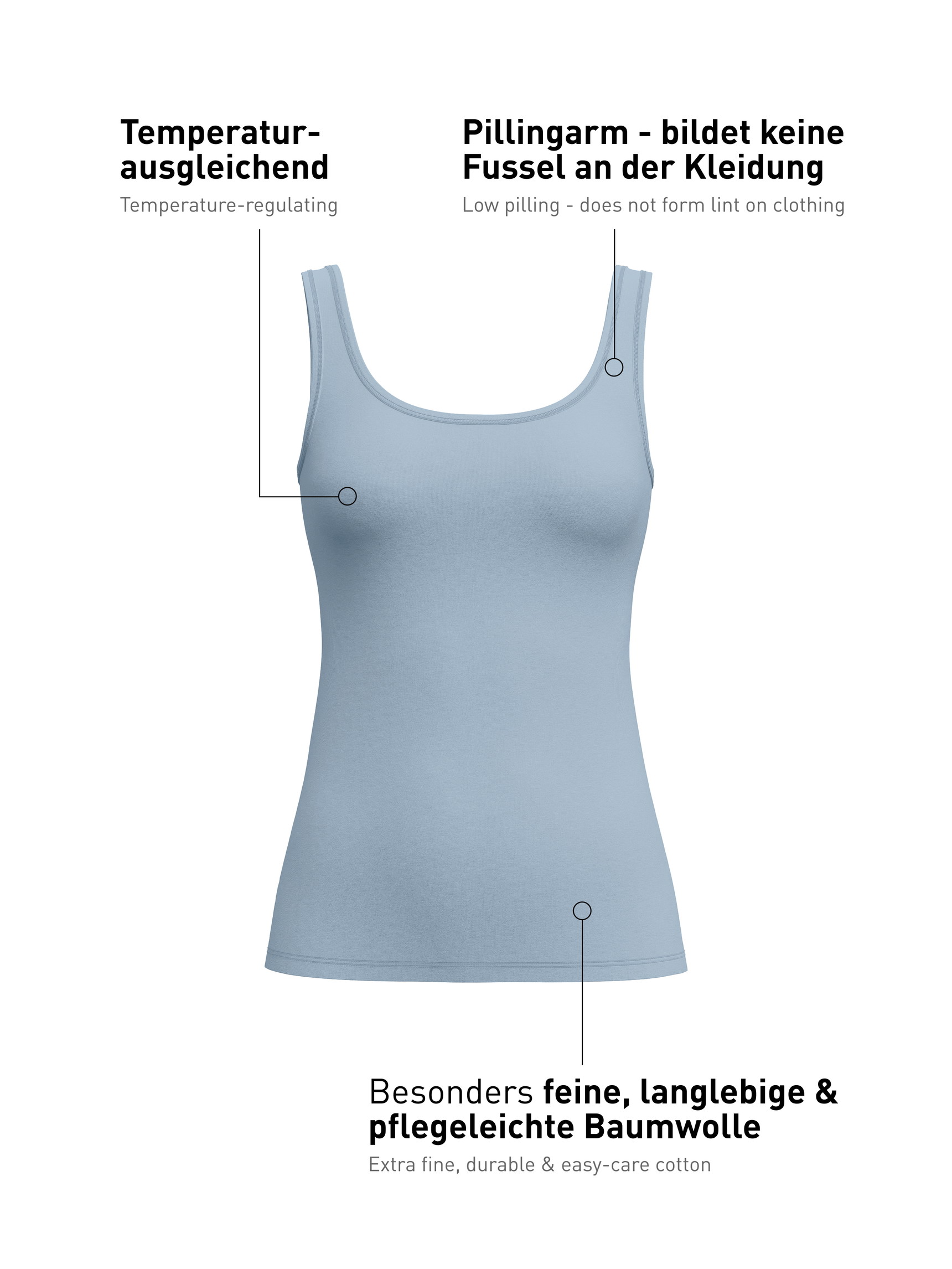 Femme - Débardeur en Swiss+Cotton de couleur Gris, Unicolore, de la série Natural Comfort de CALIDA